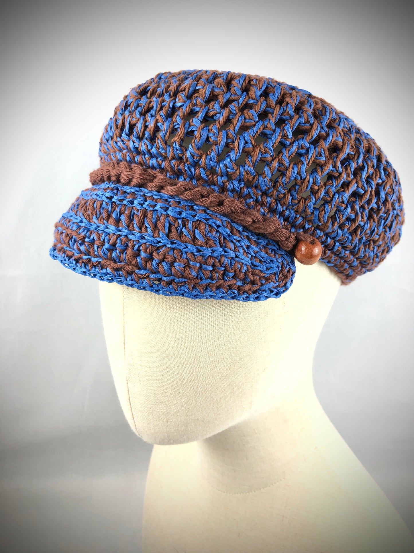 Blue brown summy kepi hat