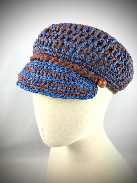 Blue brown summy kepi hat