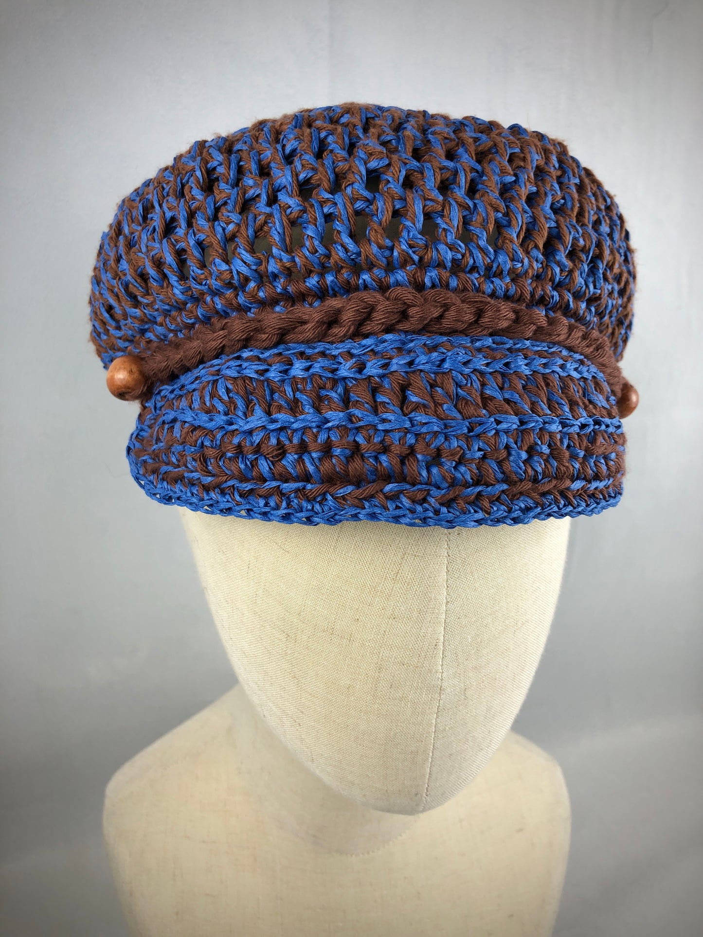Blue brown summy kepi hat