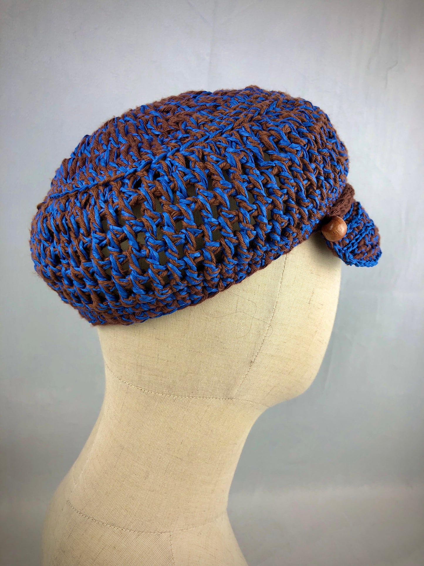 Blue brown summy kepi hat