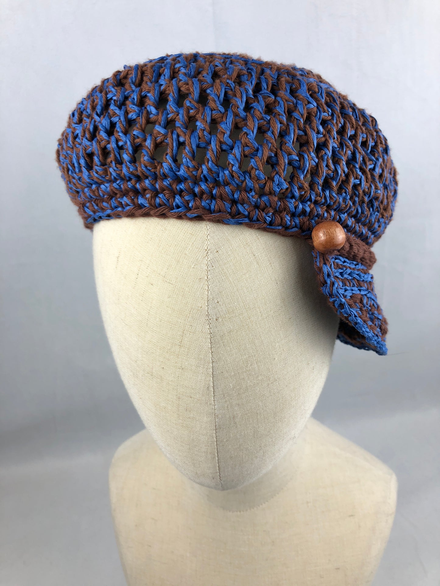 Blue brown summy kepi hat
