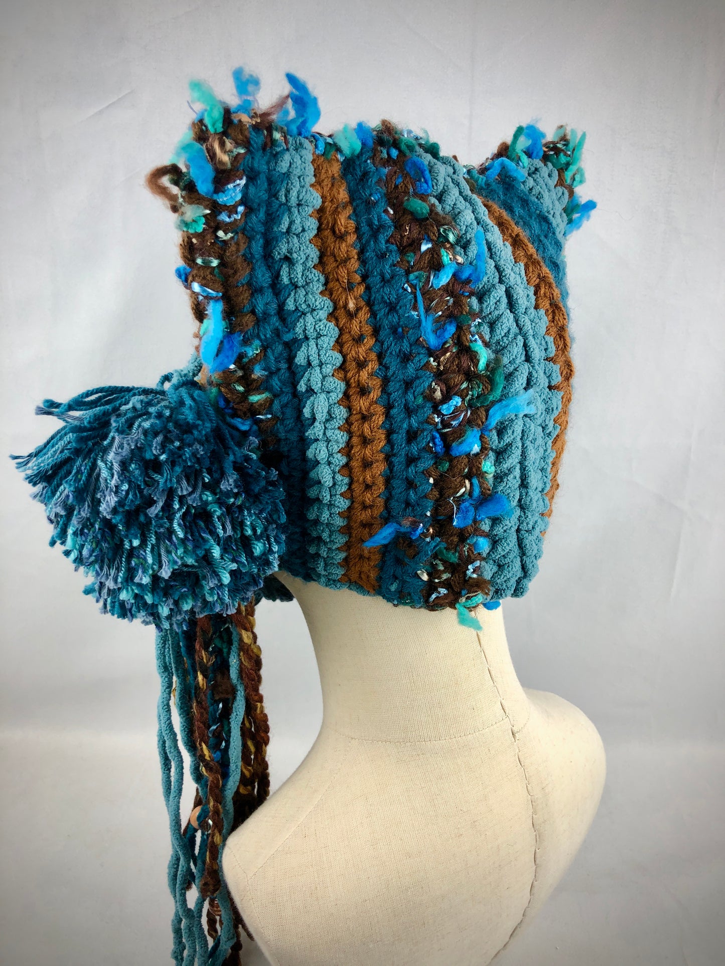 Sea blue brown Ethnic crown hat