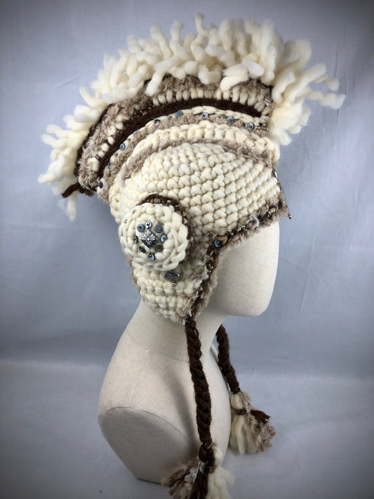 Wool mohawk helmet hat