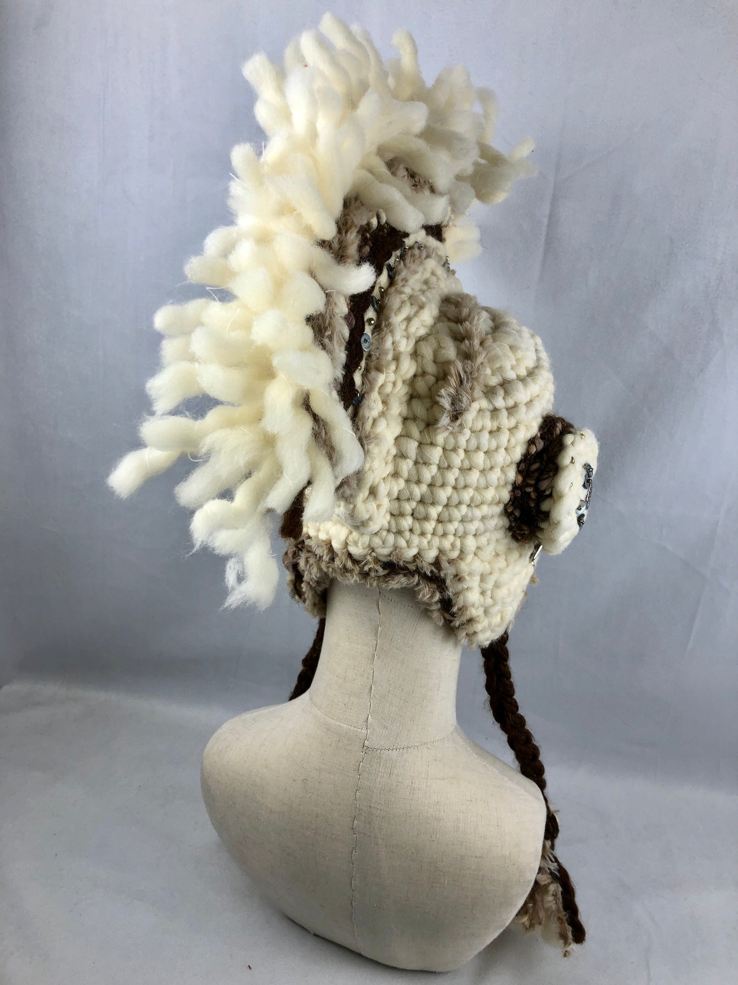 Wool mohawk helmet hat