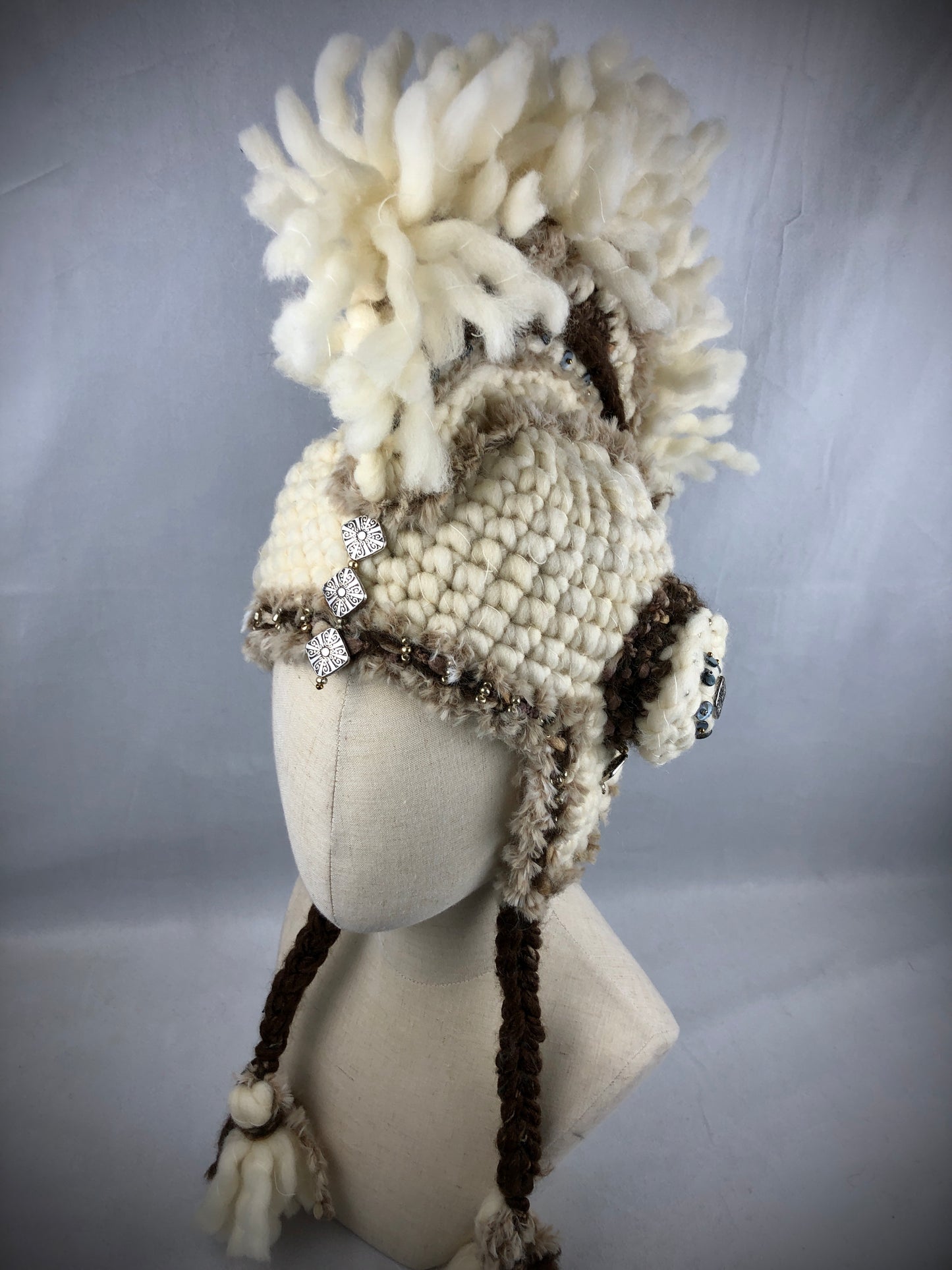 Wool mohawk helmet hat
