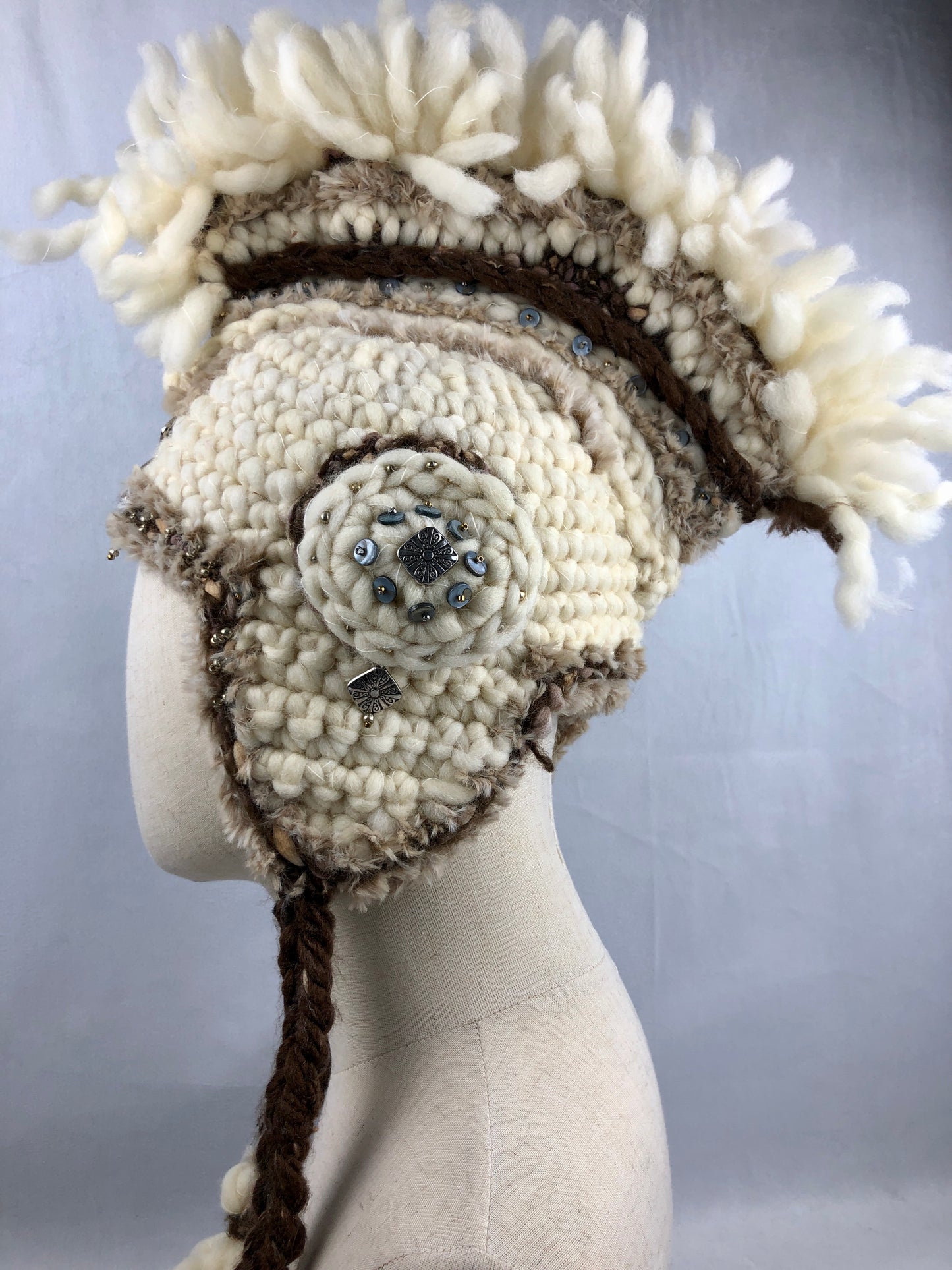Wool mohawk helmet hat