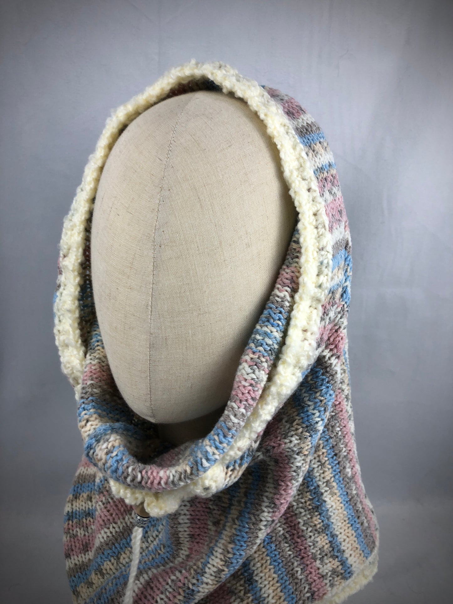 Blue pink grey neck warmer scarf