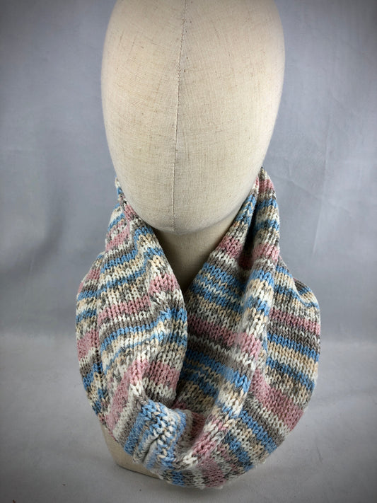 Blue pink grey neck warmer scarf