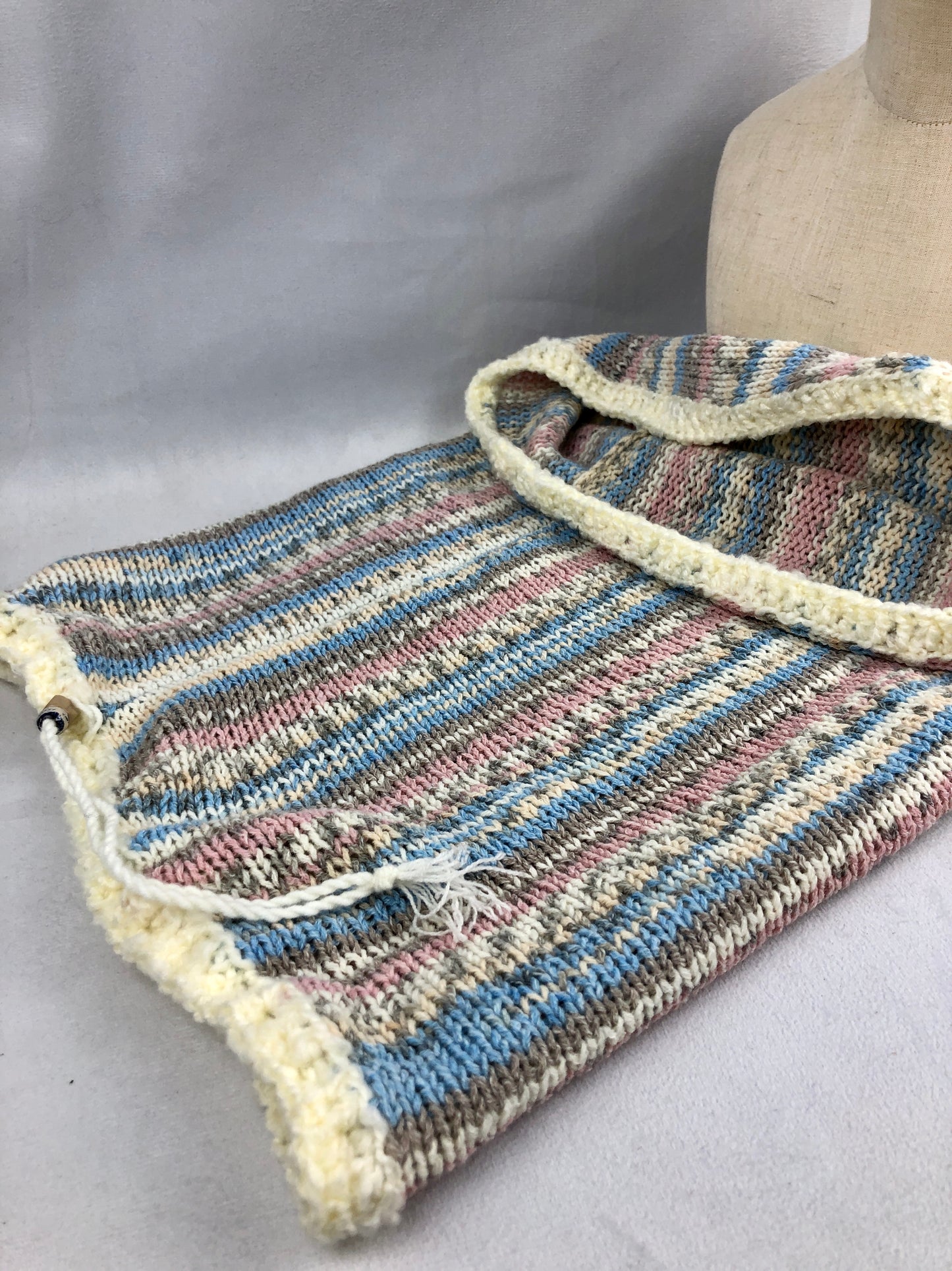 Blue pink grey neck warmer scarf