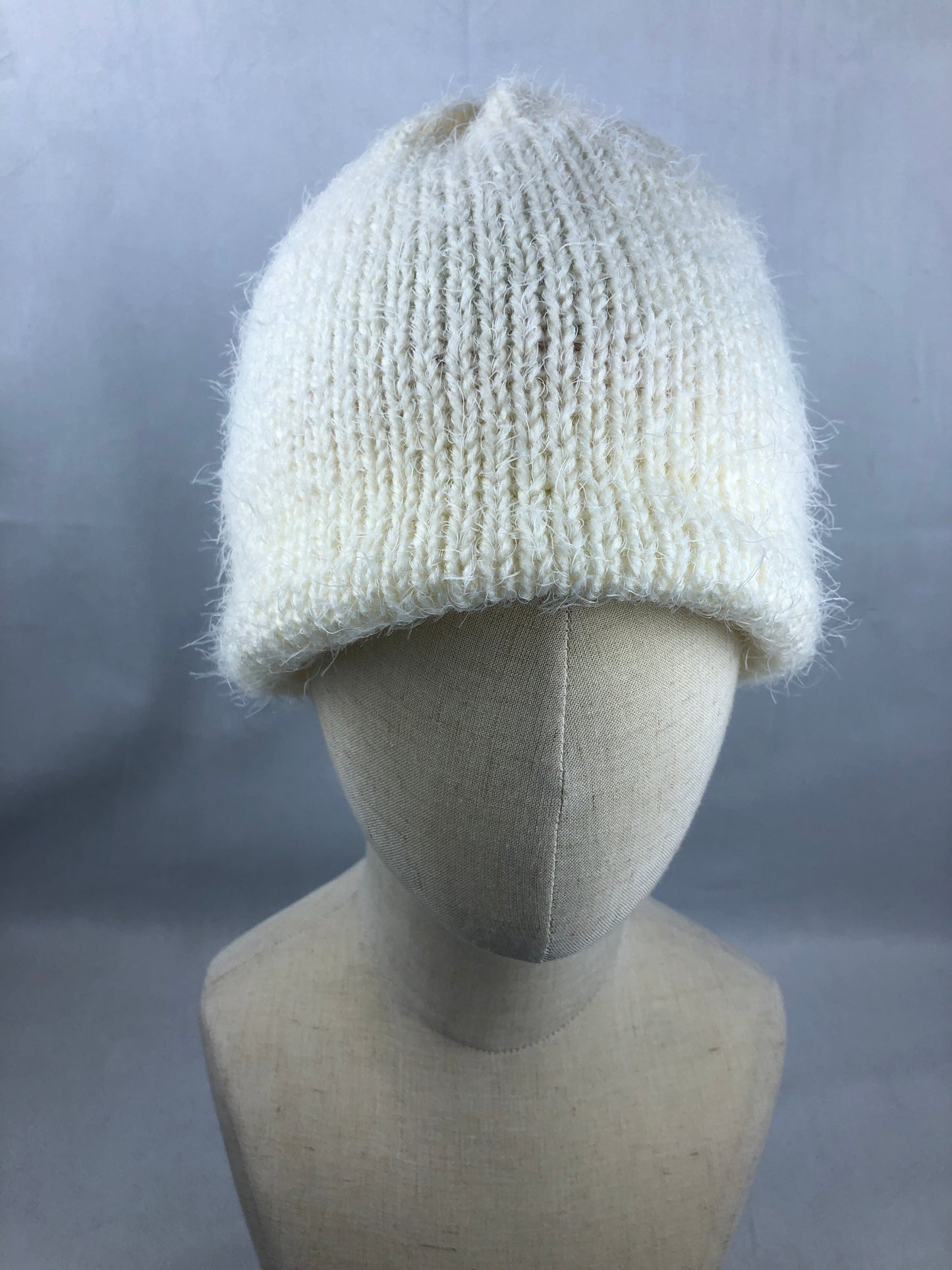 Cream white geometric beanie toque hat