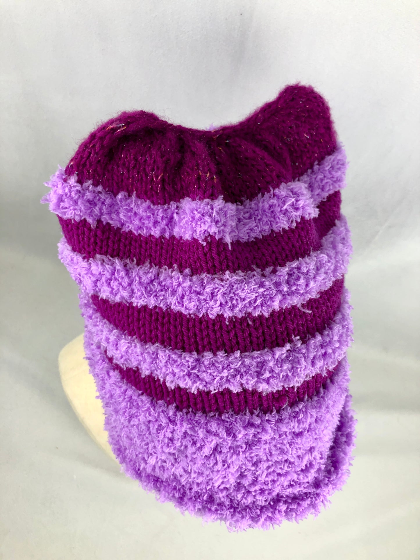 Pink purple Cheshire style toque