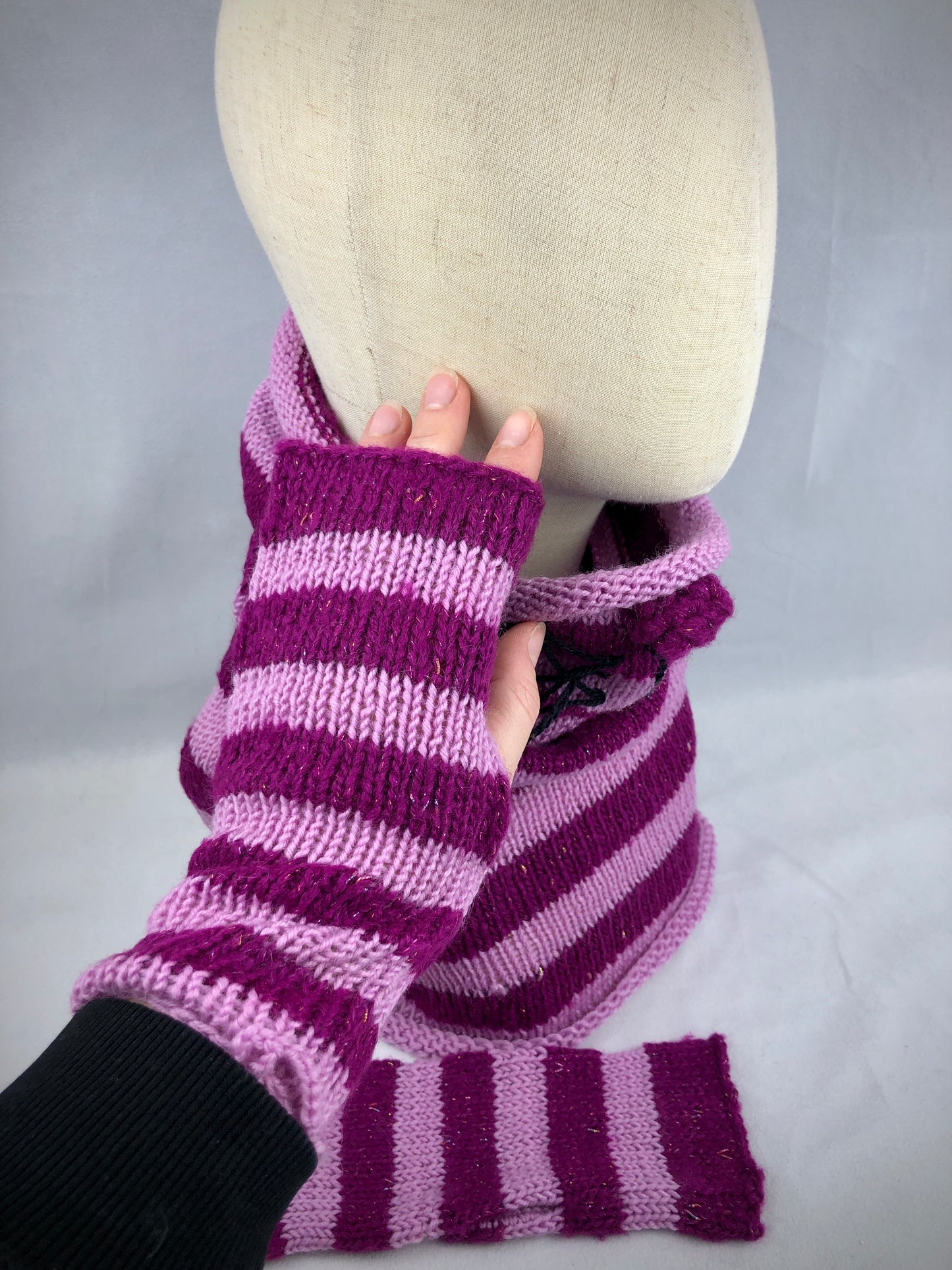 Pink purple Cheshire cat neckwarmer set