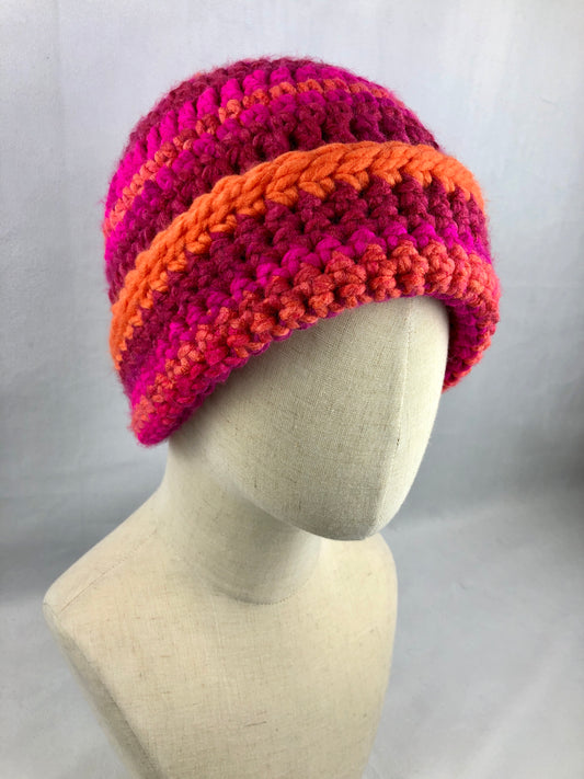 Pink orange beanie toque