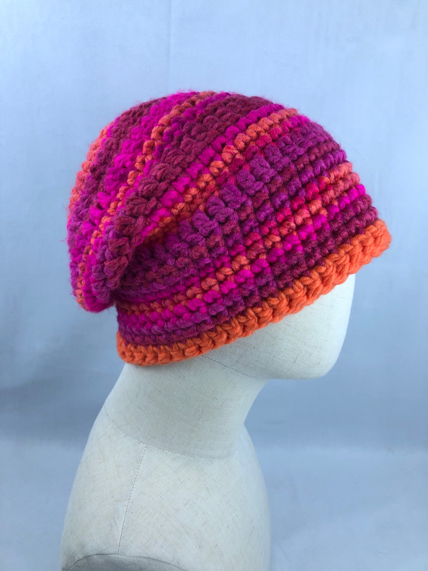 Pink orange beanie toque