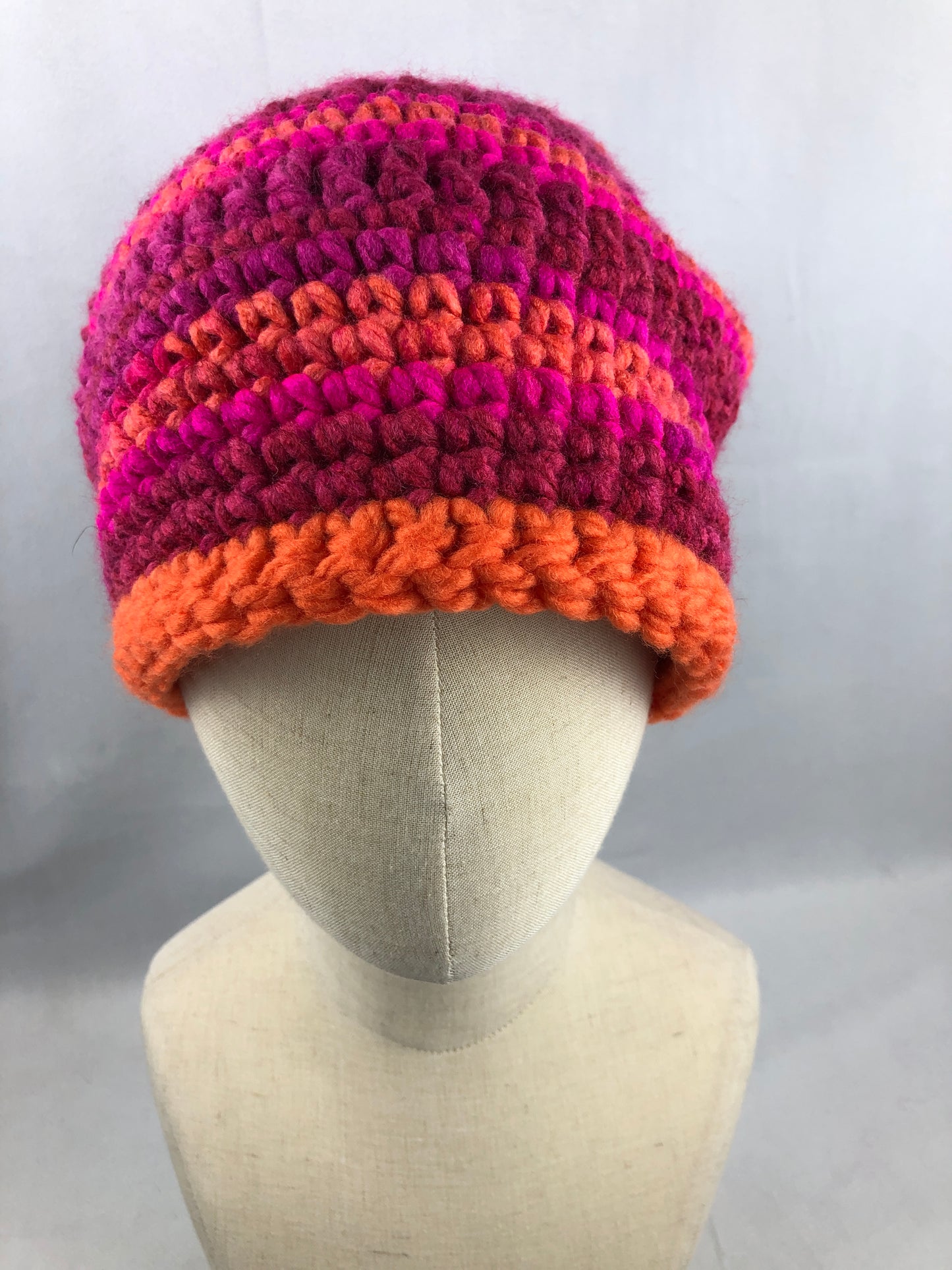 Pink orange beanie toque
