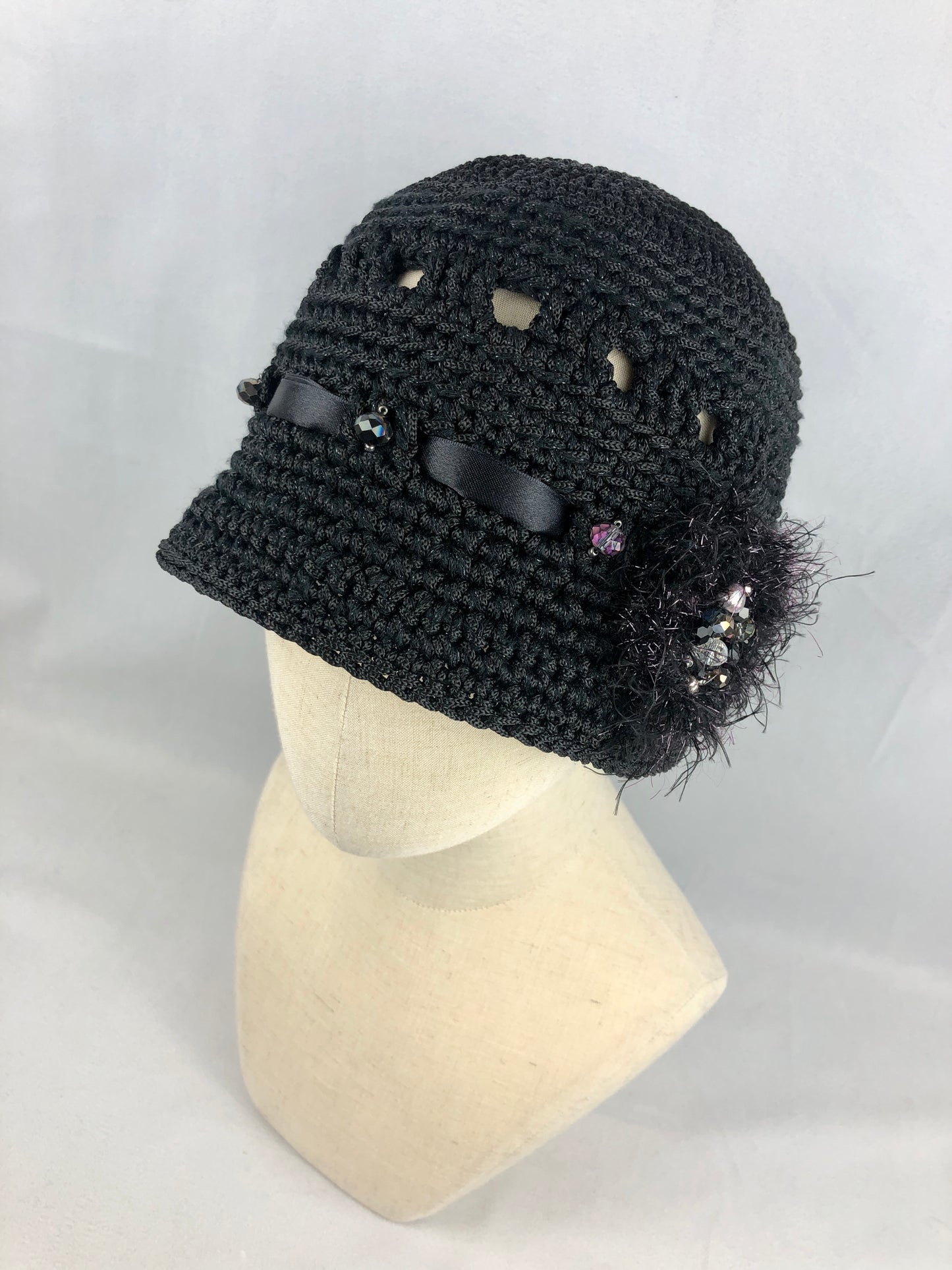Black elegant cloche/ bucket hat