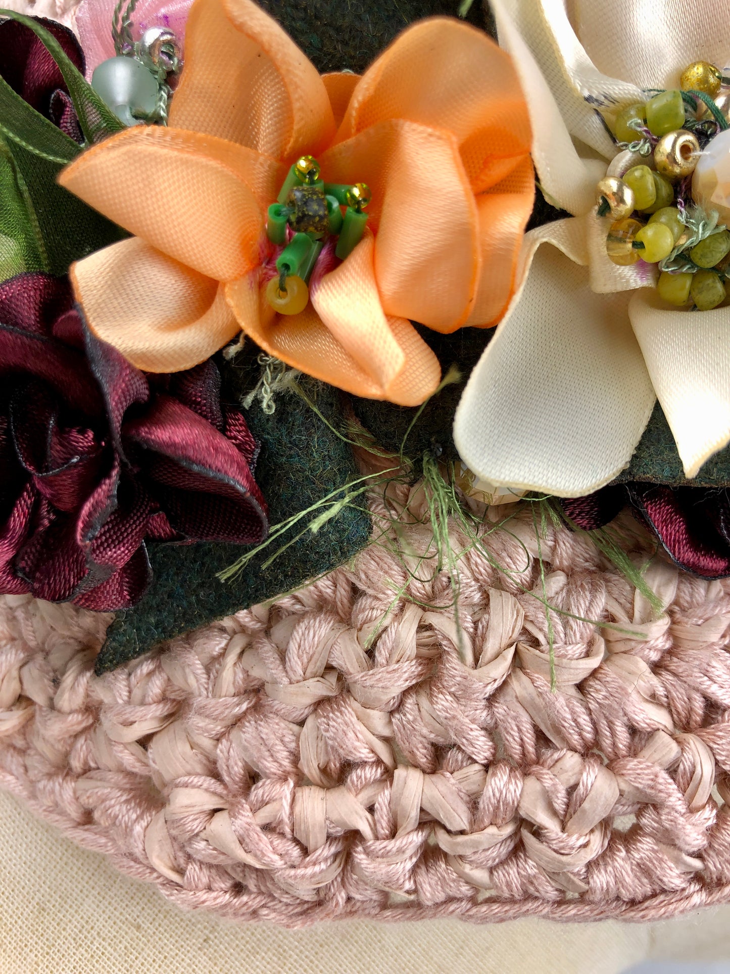 Cream peach bucket cloche hat