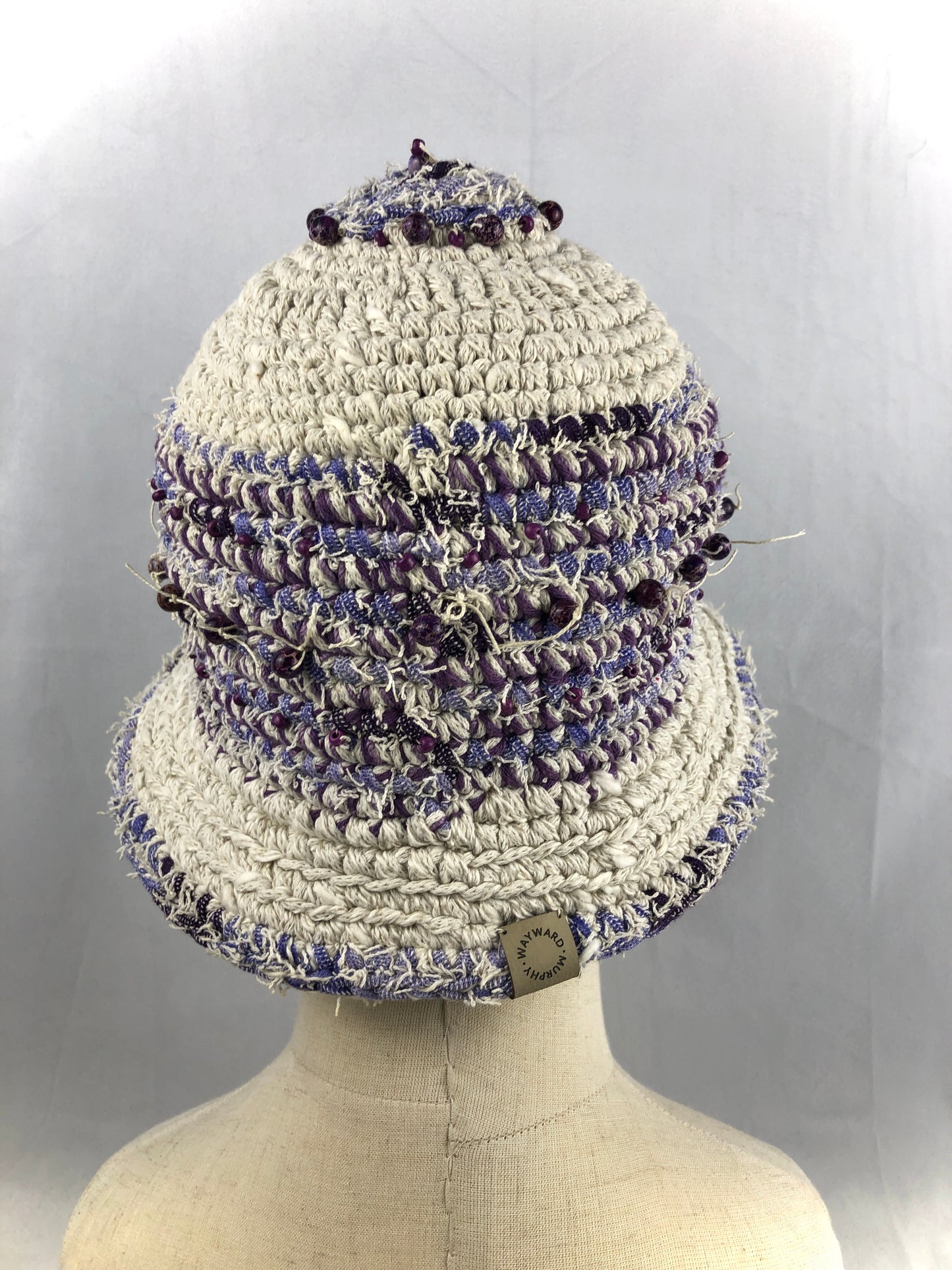 White purple cotton bucket hat