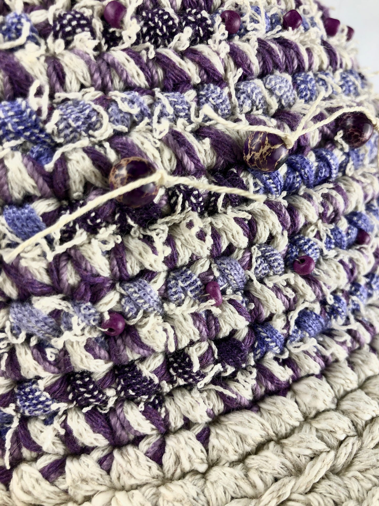 White purple cotton bucket hat