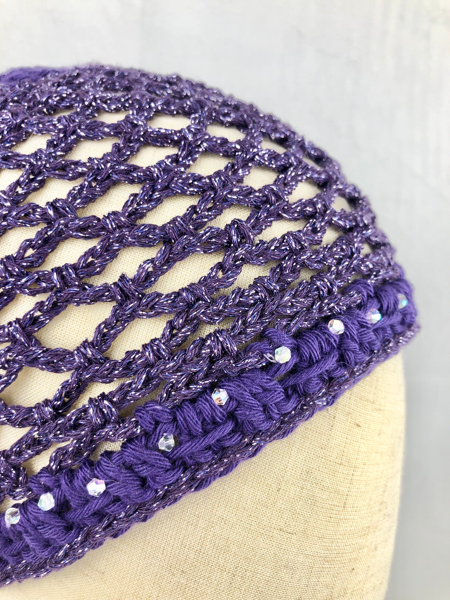 Deep purple mesh beanie hat