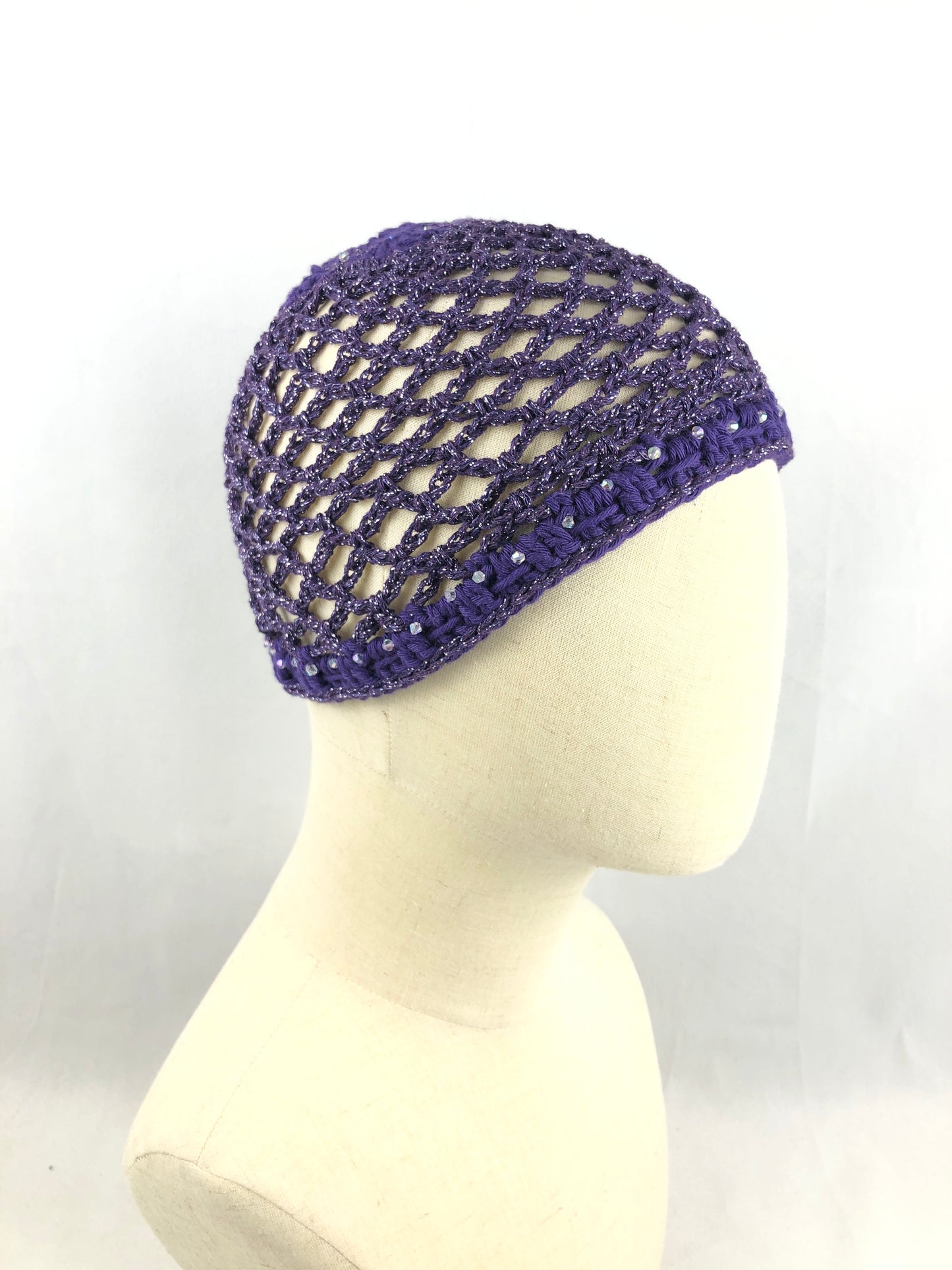 Deep purple mesh beanie hat