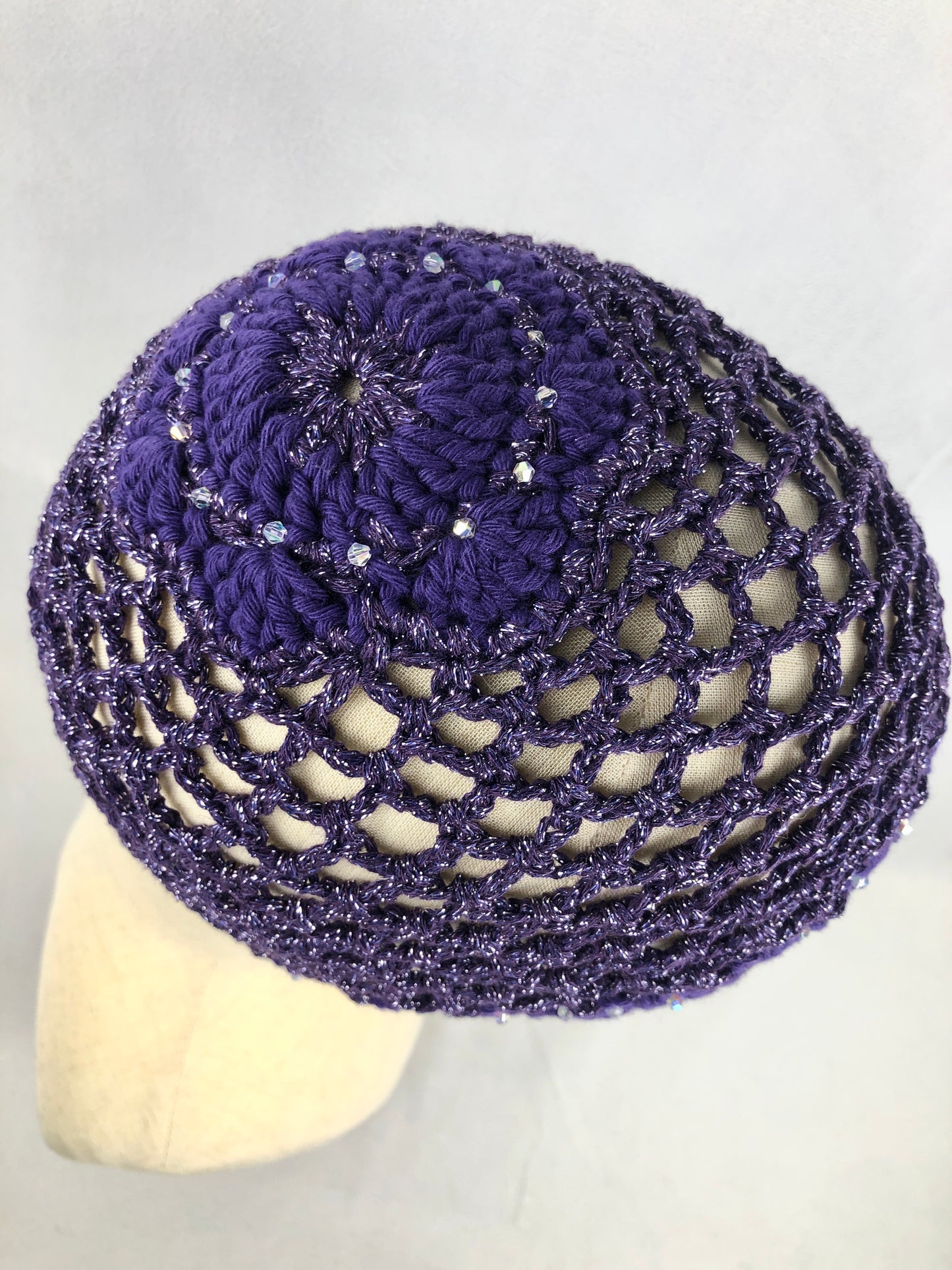 Deep purple mesh beanie hat
