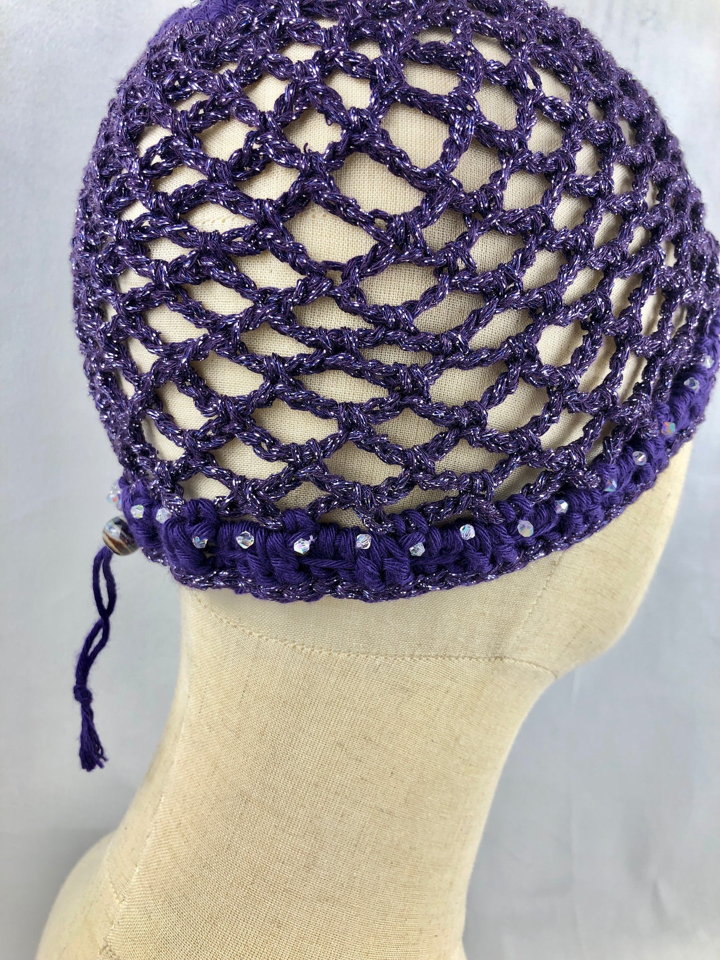 Deep purple mesh beanie hat