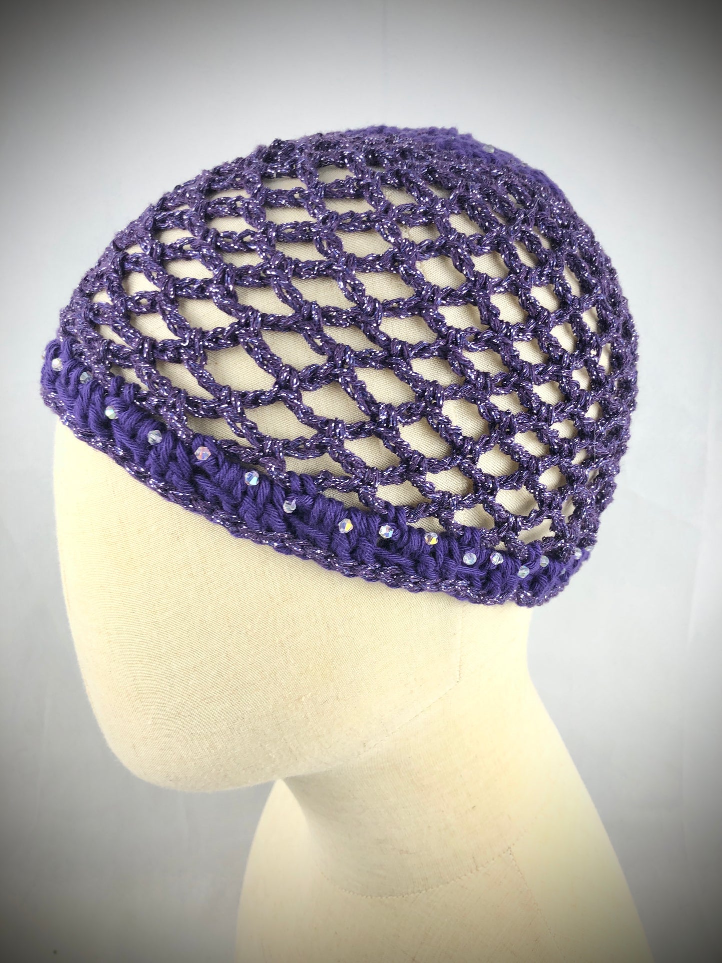 Deep purple mesh beanie hat