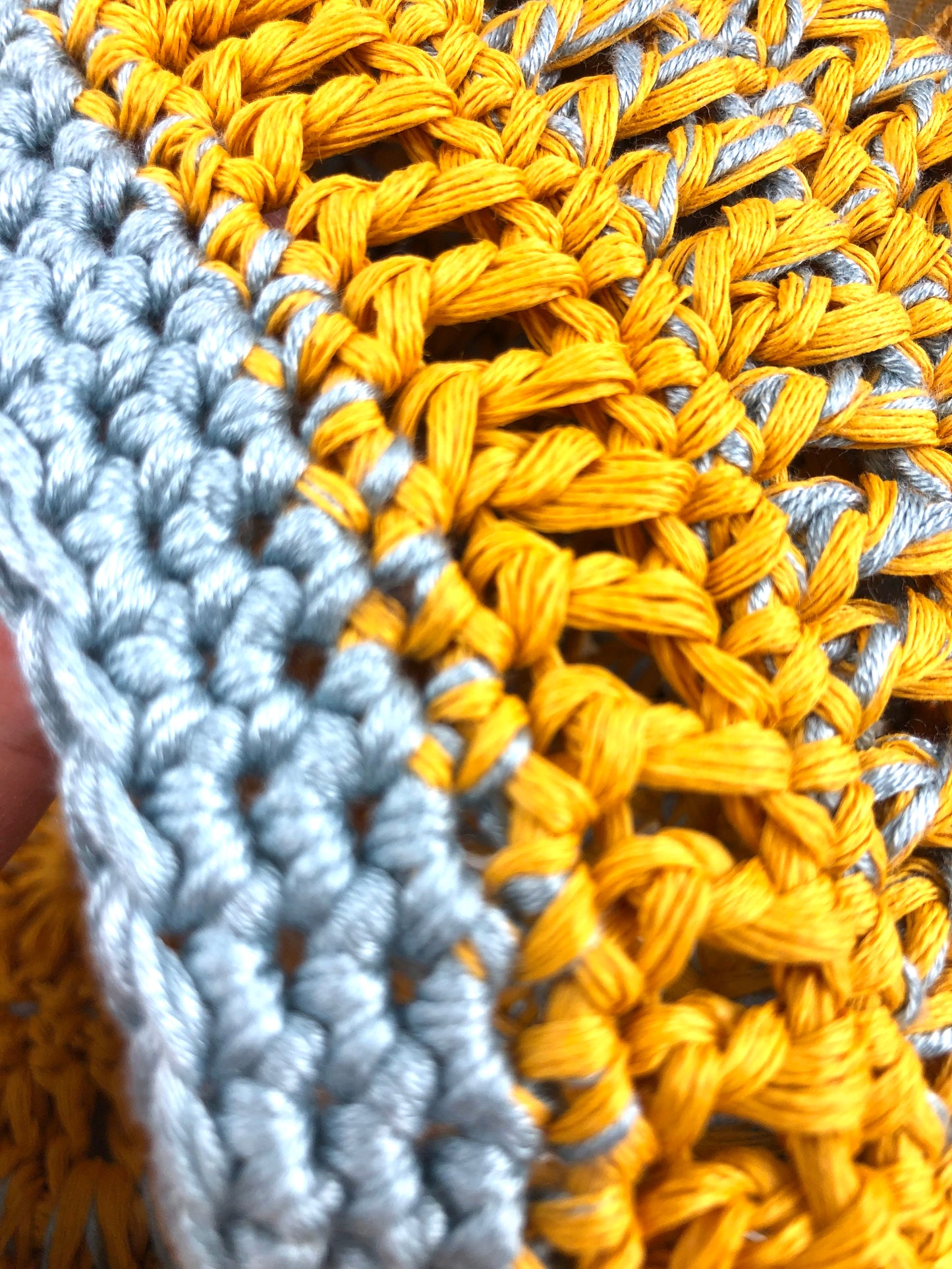 Yellow blue cotton beret