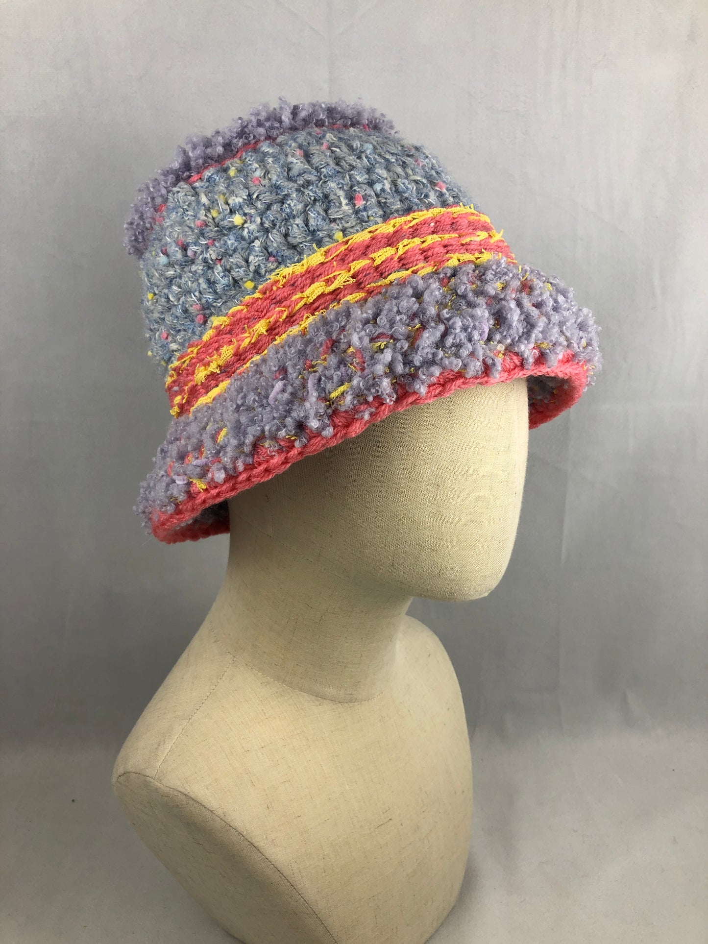 Purple blue chunky bucket hat
