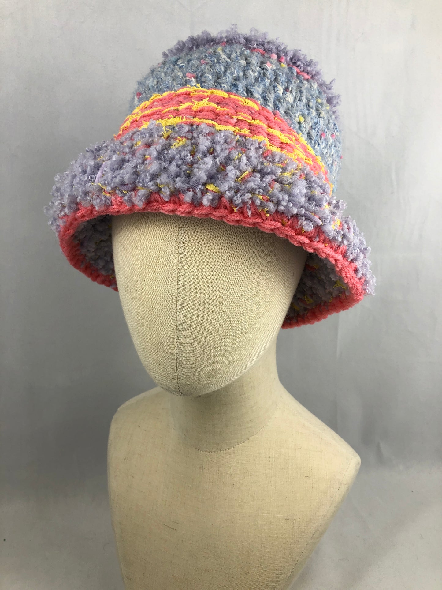 Purple blue chunky bucket hat