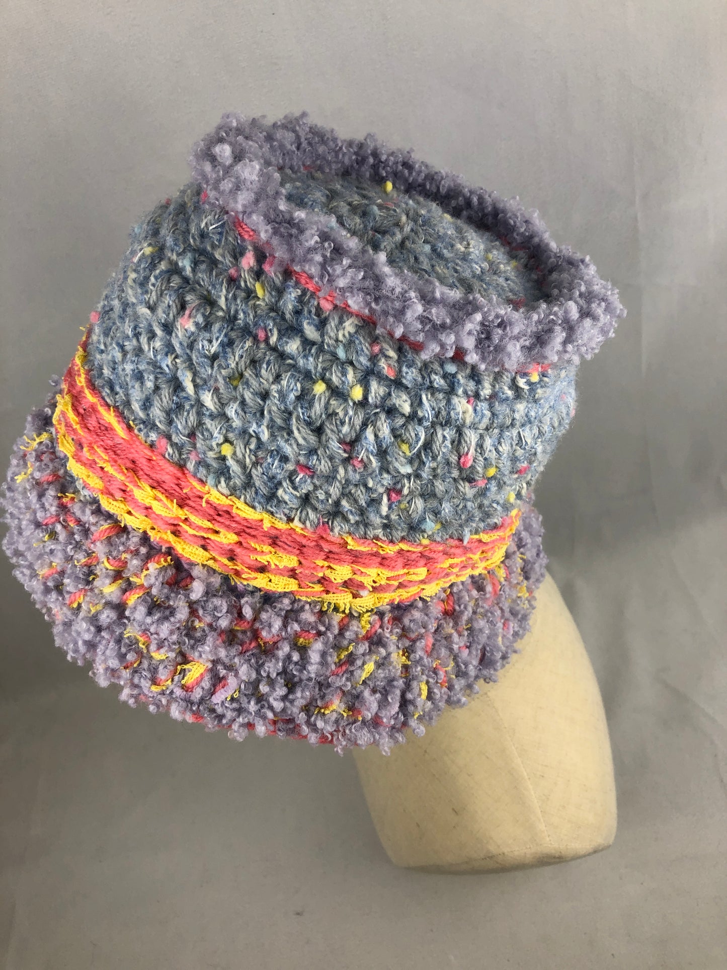 Purple blue chunky bucket hat