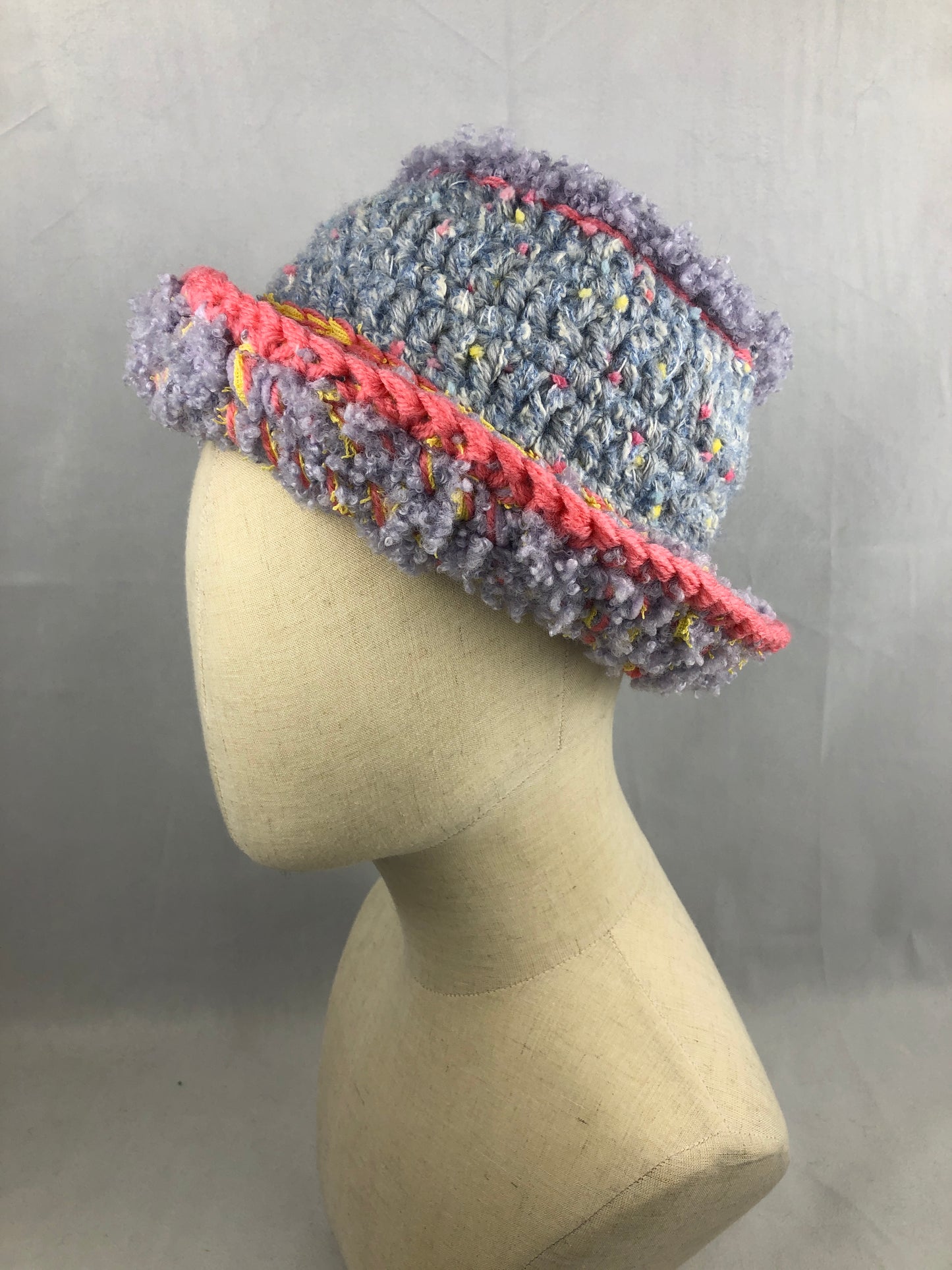 Purple blue chunky bucket hat