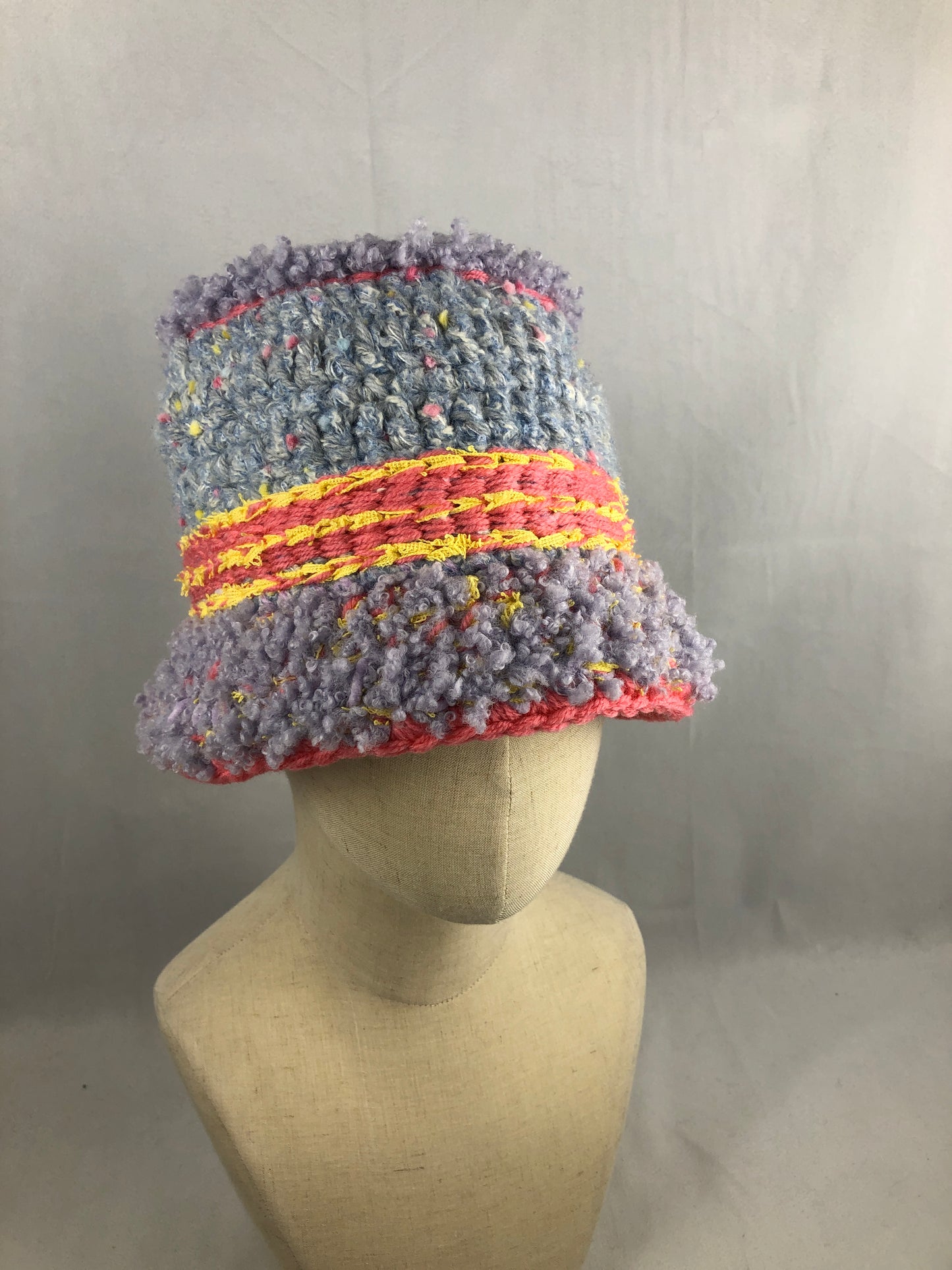 Purple blue chunky bucket hat