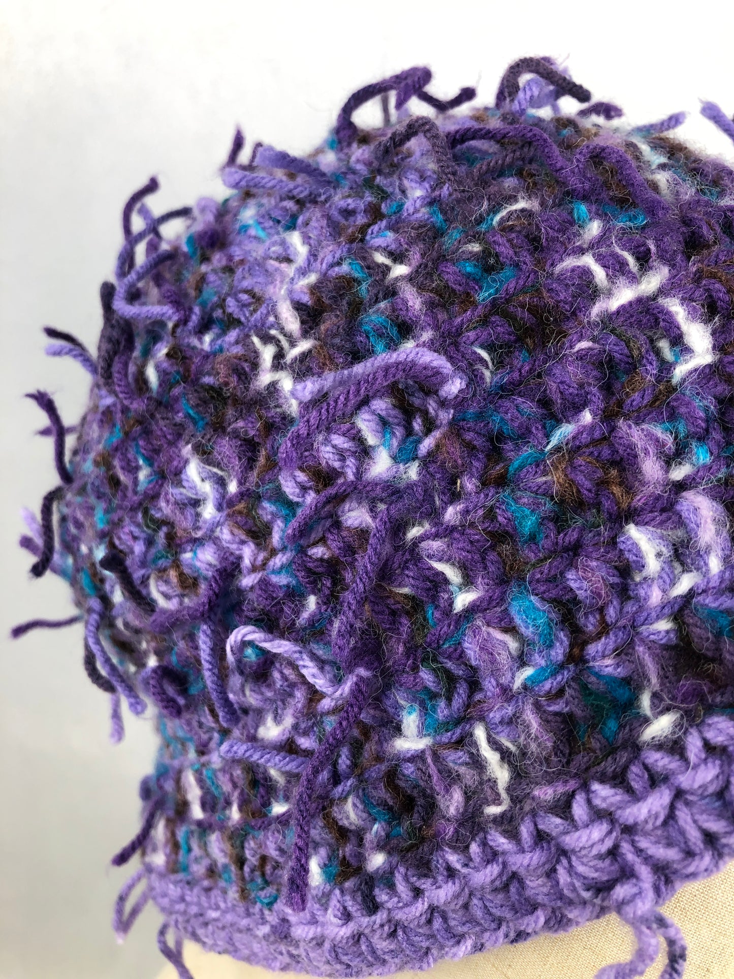 Purple messy texture beanie toque hat