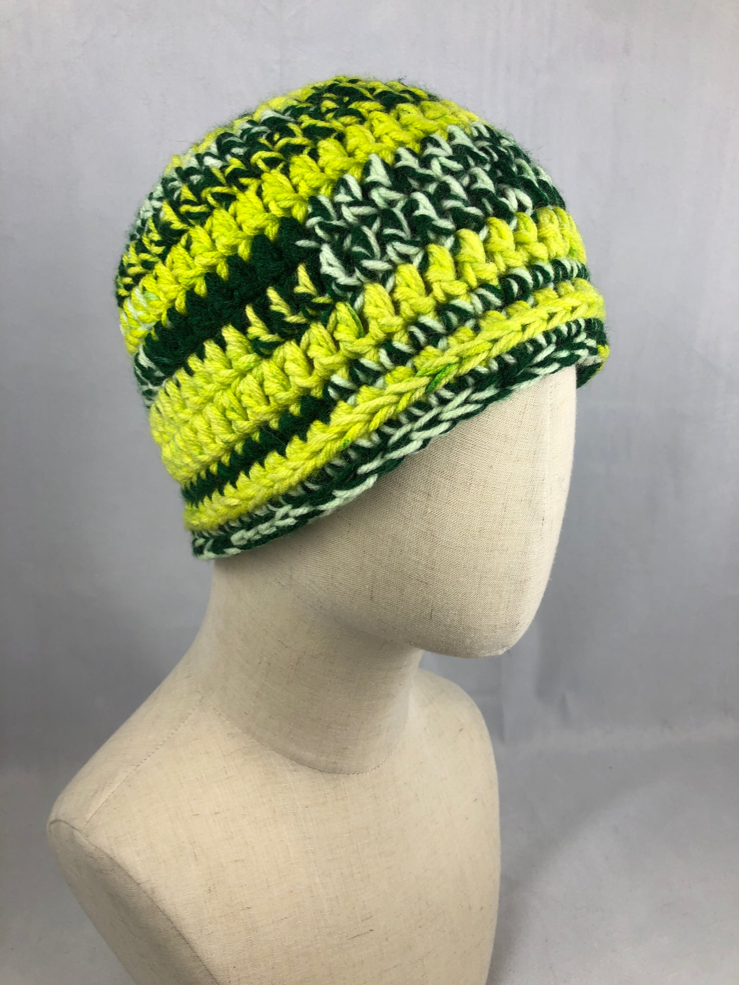 Green yellow beanie toque hat