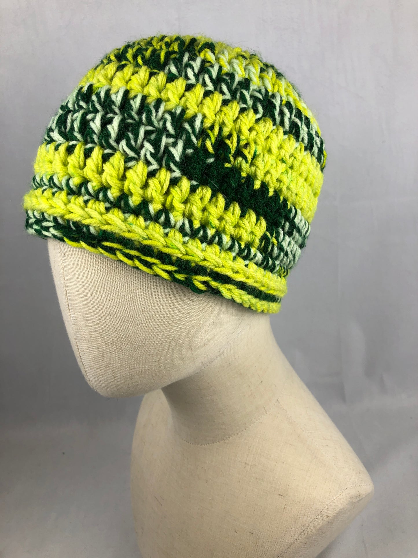 Green yellow beanie toque hat