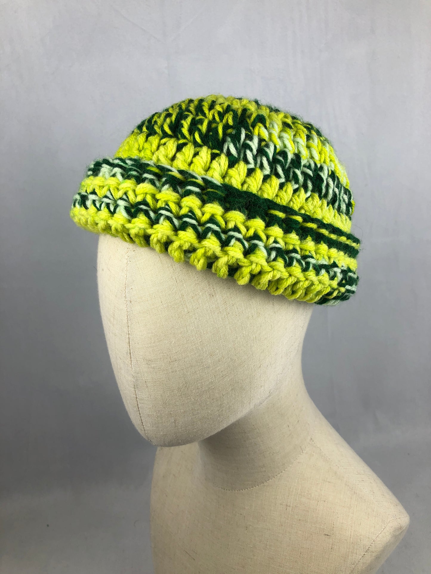Green yellow beanie toque hat