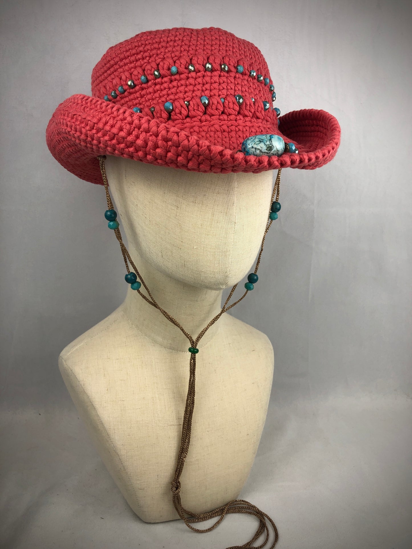 Coral cowboy style hat