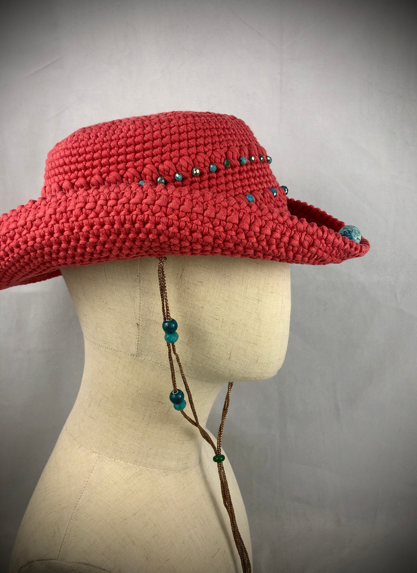 Coral cowboy style hat
