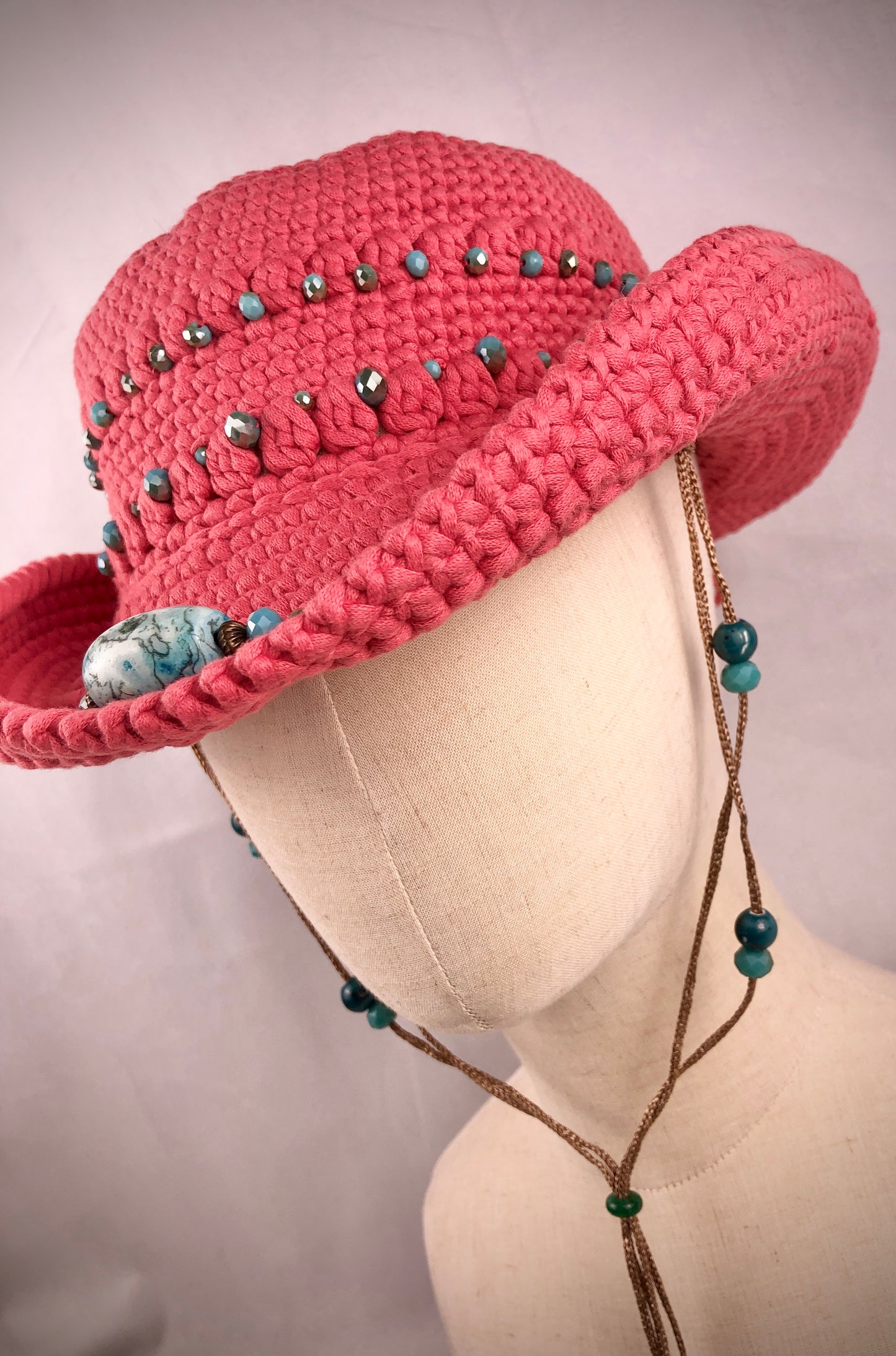 Coral cowboy style hat