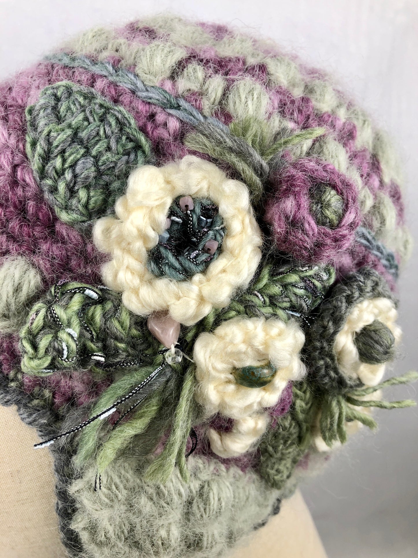 Pink green earflap hat