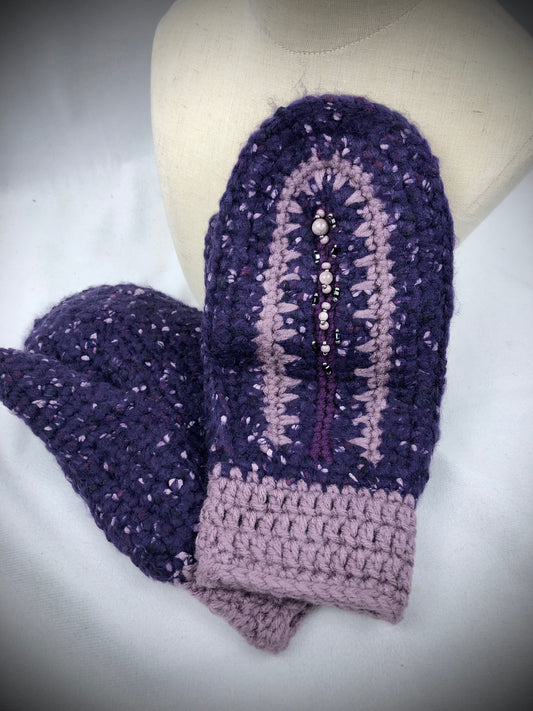 Purple gems mittens