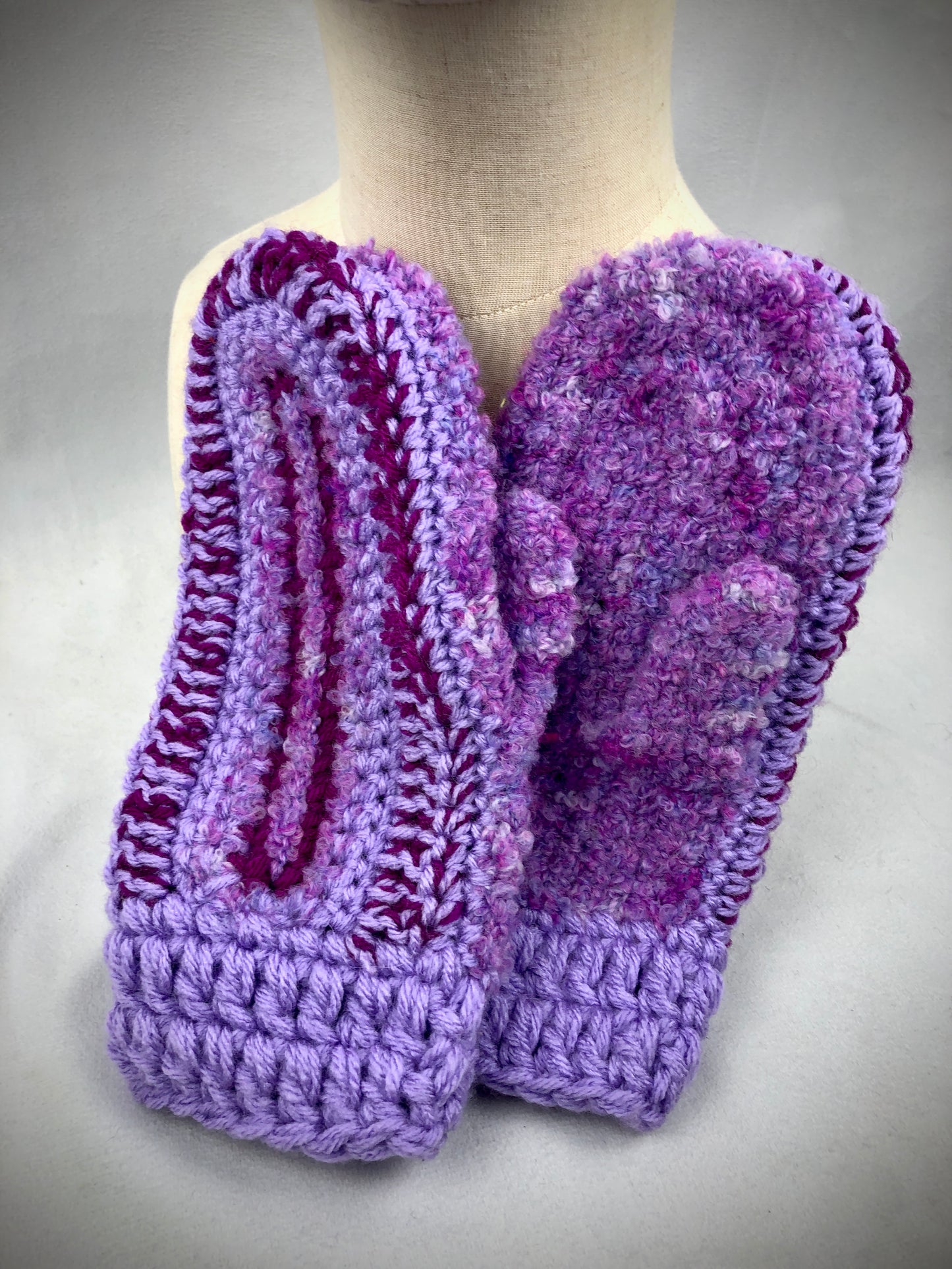 Purple pink wool blend mittens