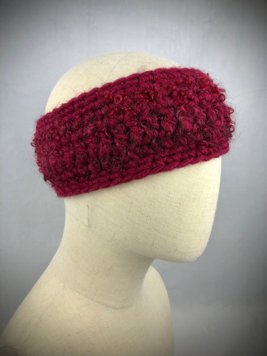 Maroon red wool headband