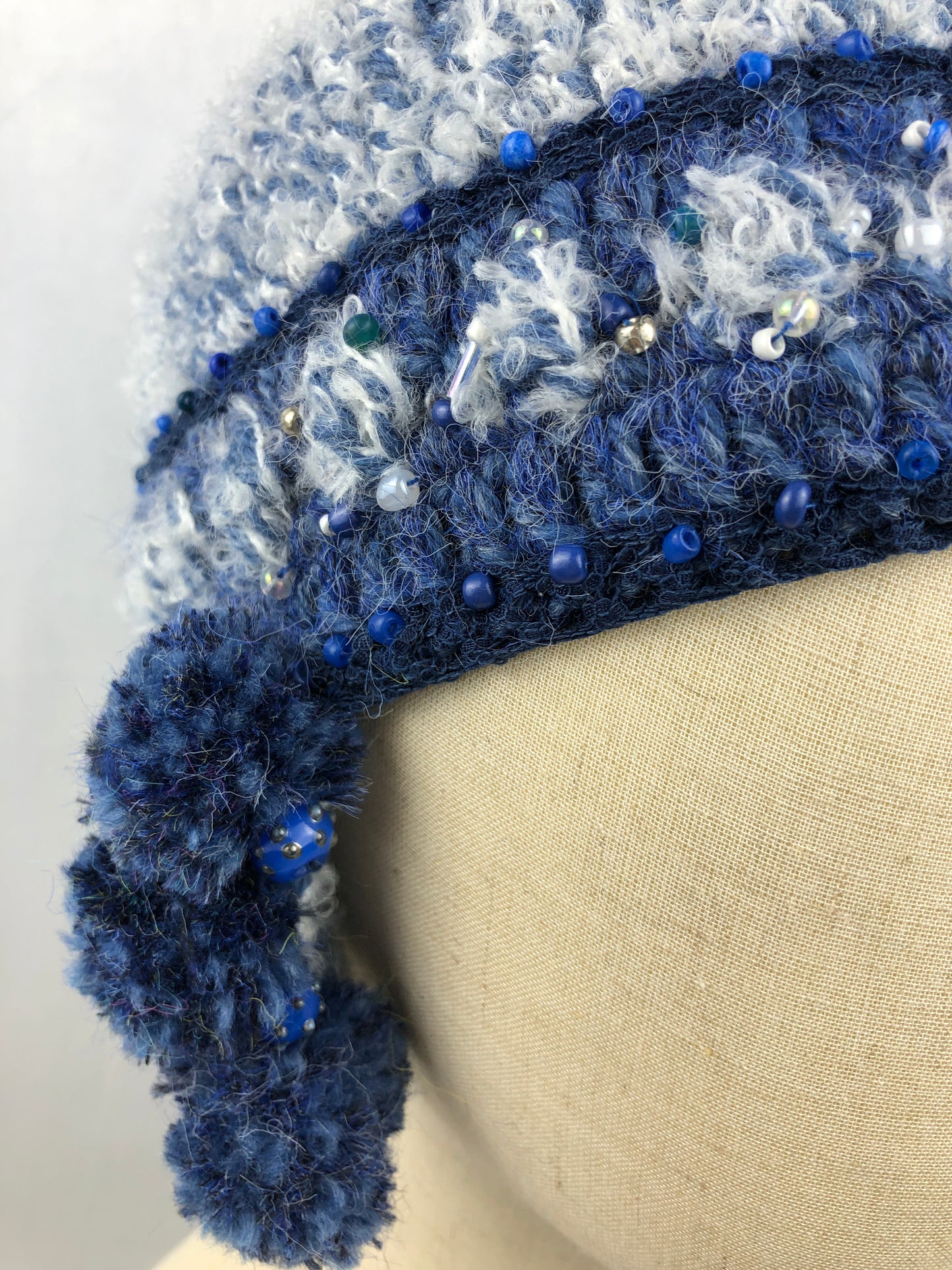 Blue wool short earflaps  hat