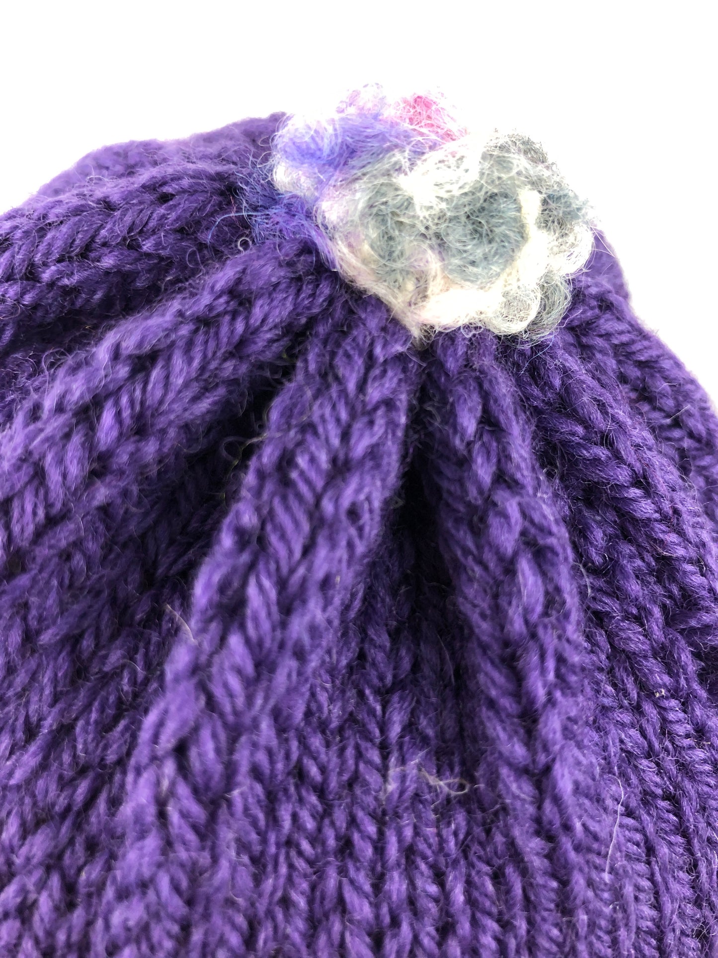 Purple white beanie toque