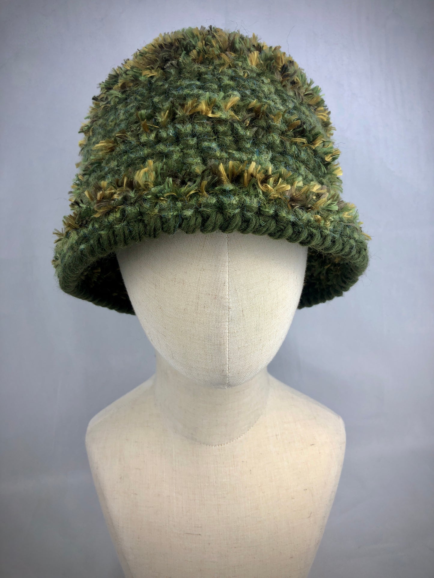 Olive green grass texture bucket hat