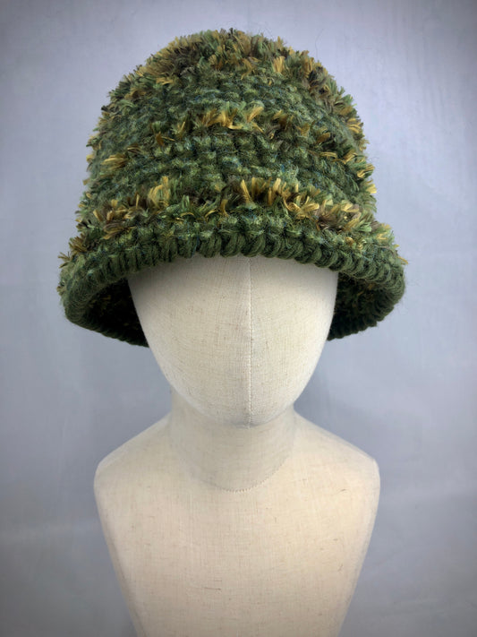 Olive green grass texture bucket hat
