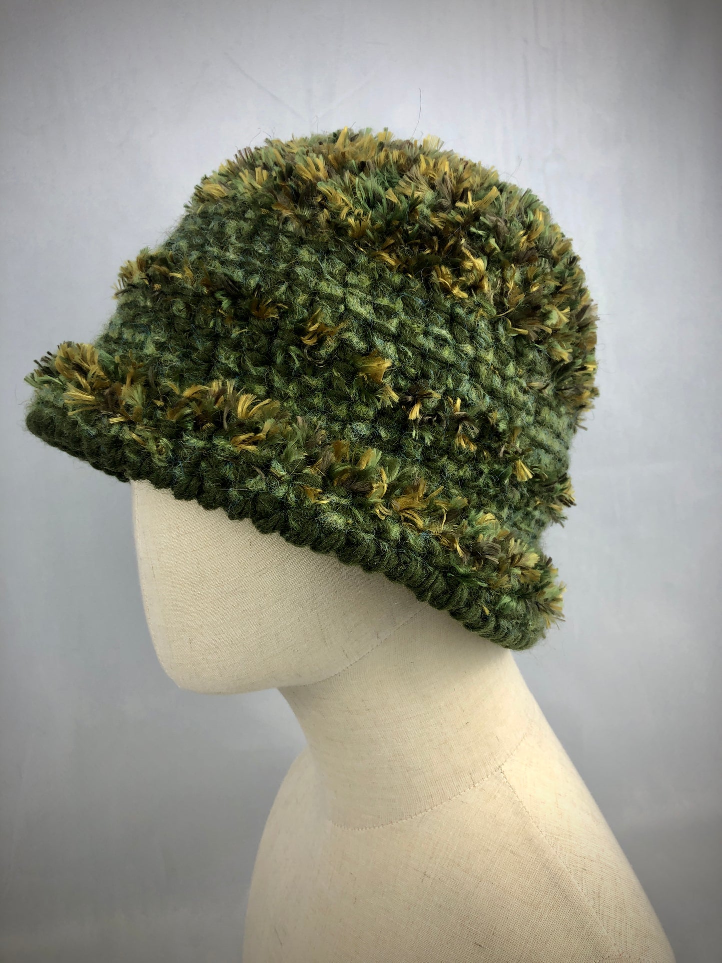 Olive green grass texture bucket hat